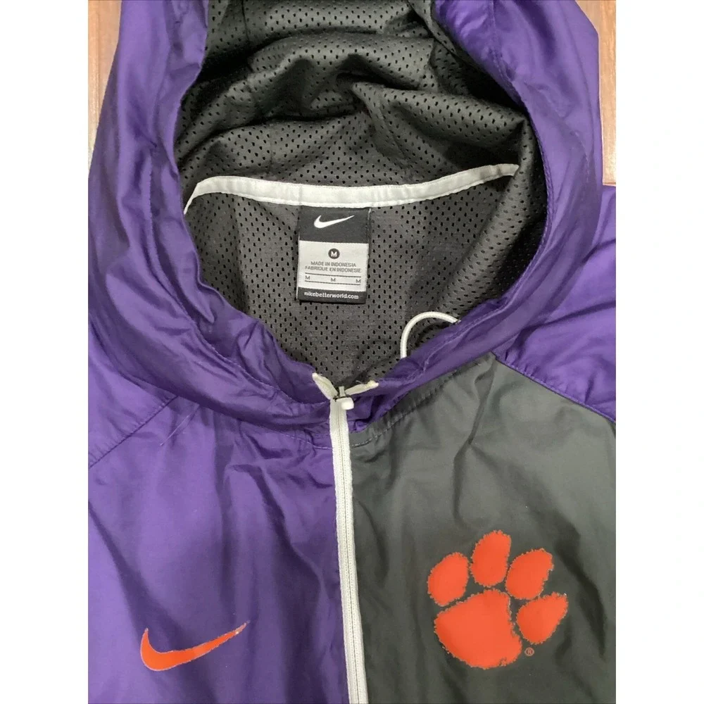 Vntg Nike Clemson Tigers Windbreaker 1/4 Zip Swoosh NCAA With Hood Size M